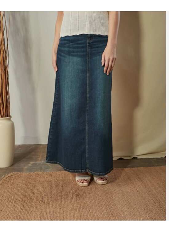 Vintage French Dressing Denim Maxi Skirt sz14 - Picture 1 of 5